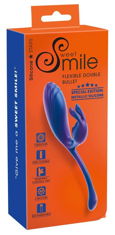 Sweet Smile Vibrator Dual Stimulation 10 Modes Usb Charging 22.5 Cm Metallic Gray