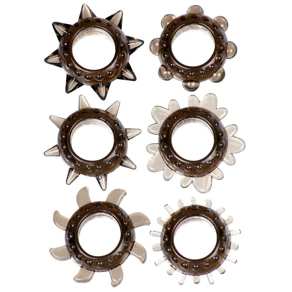 Me You Us Penis Ring Woven Waterproof Flexible 6-piece Set In Smoke Color