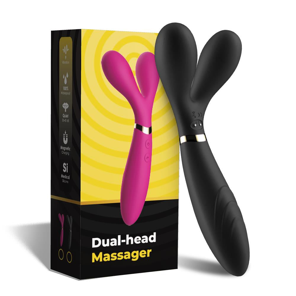 Y-wand Vibrator Three Motors 9 Vibration Modes Usb Charging Black 19 Cm