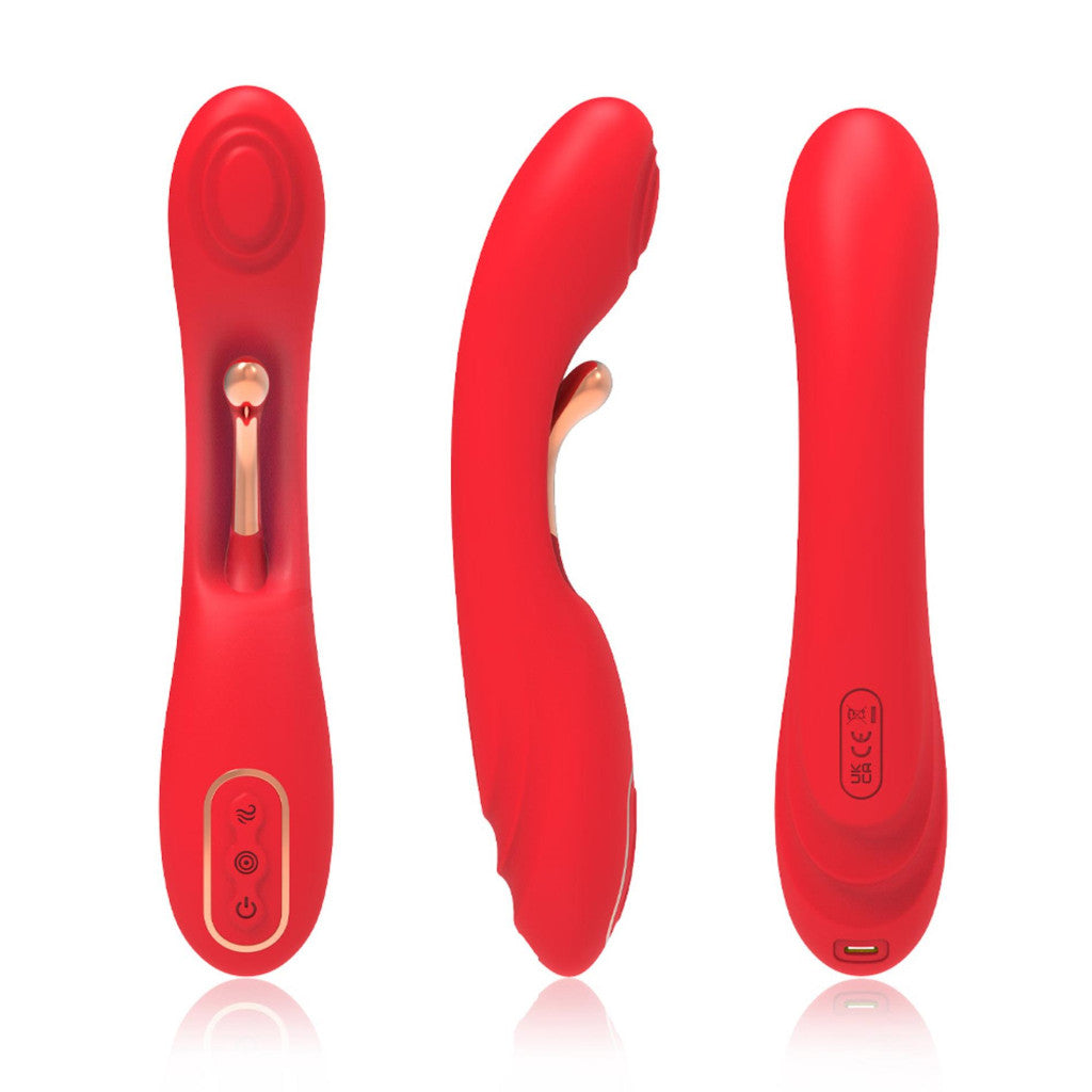Fishhook Vibrator Dual Point Vibration 224 Mm Red Usb-c Rechargeable Waterproof