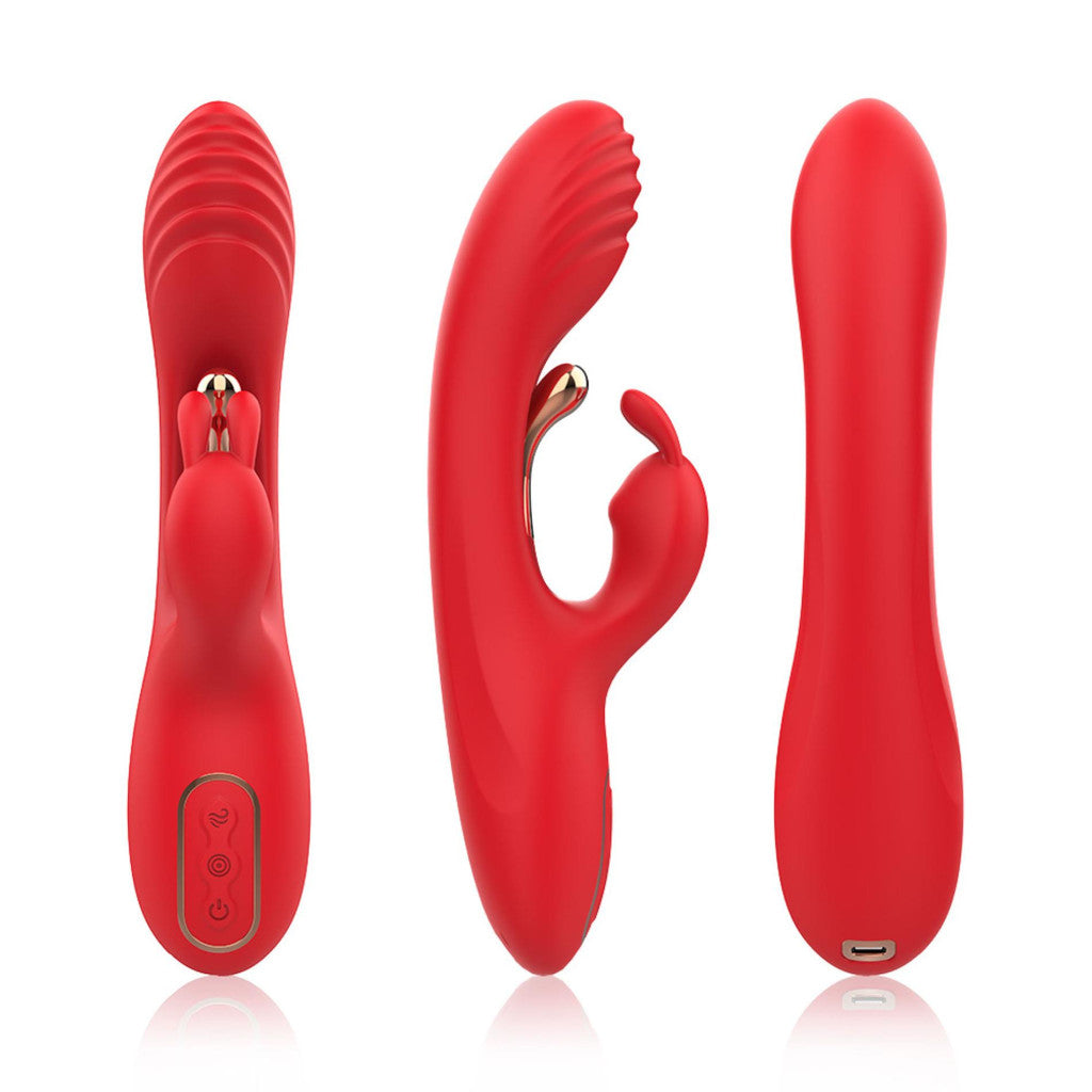 Crazy Horse Vibrator Three-point Stimulation 9 Vibration Modes Usb-c Charging 22 Cm Red
