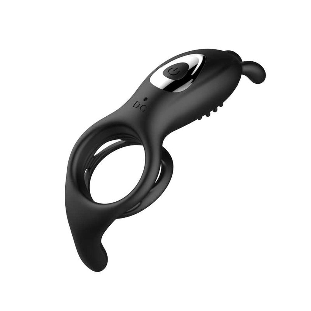Vibrator Penis Ring Vibrating Remote Controlled Waterproof Black