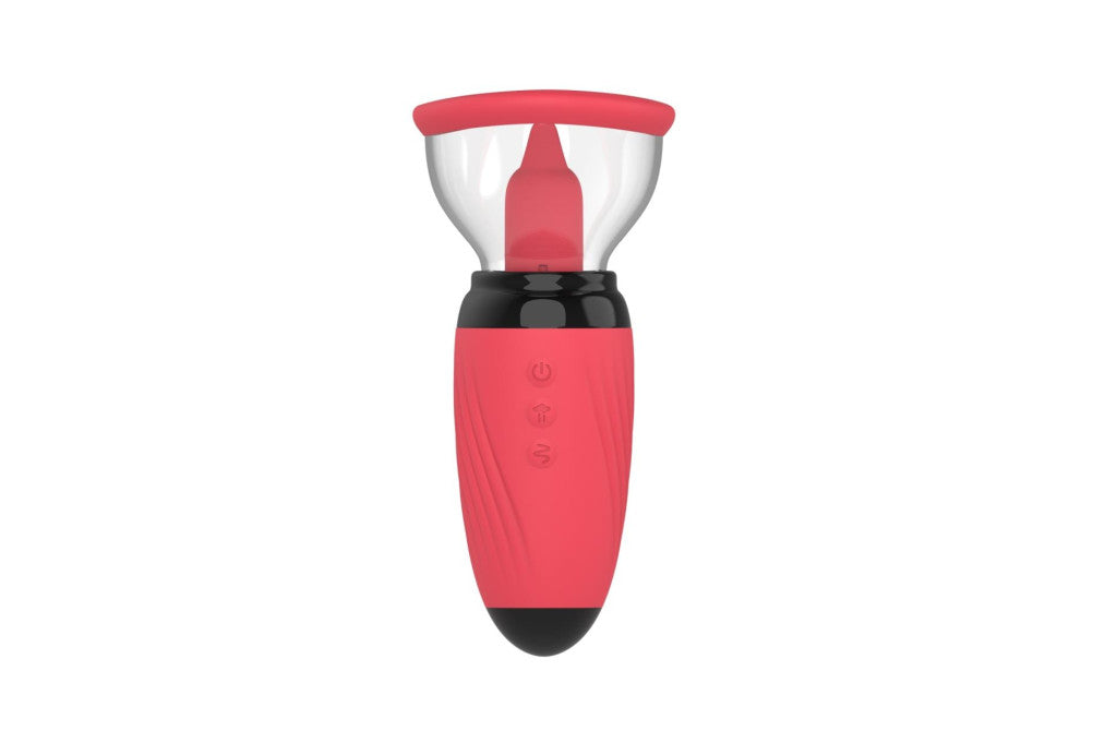 Penis Pump Vibrating 10 Suction Levels 10 Licking Modes Waterproof Red