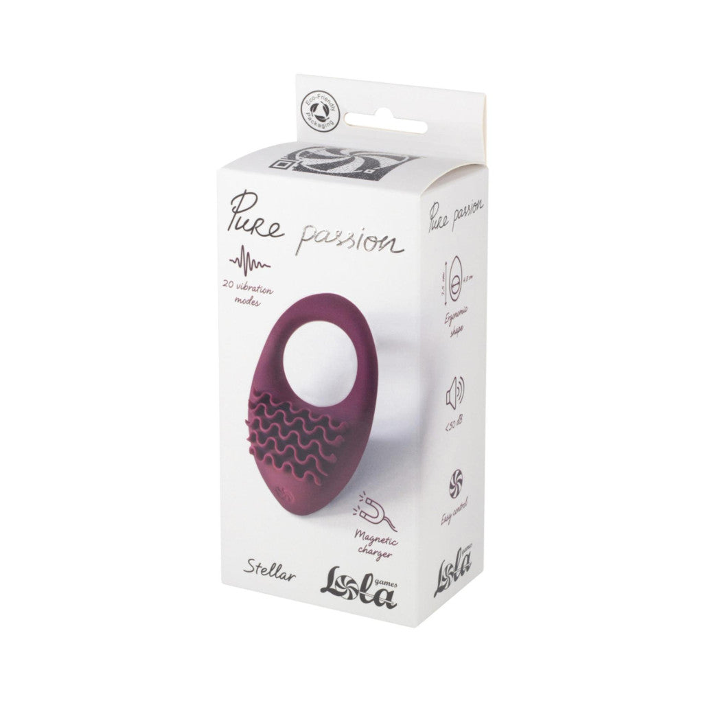 Pure Passion Penis Ring Vibrating 20 Modes Waterproof 7.5 Cm Red