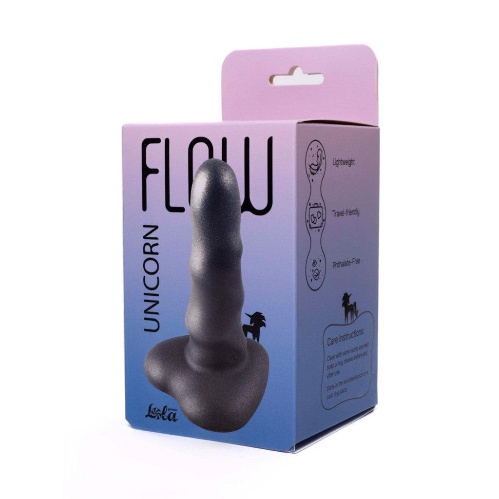 Flow Dildo Spiral Textured Suction Cup Black Small