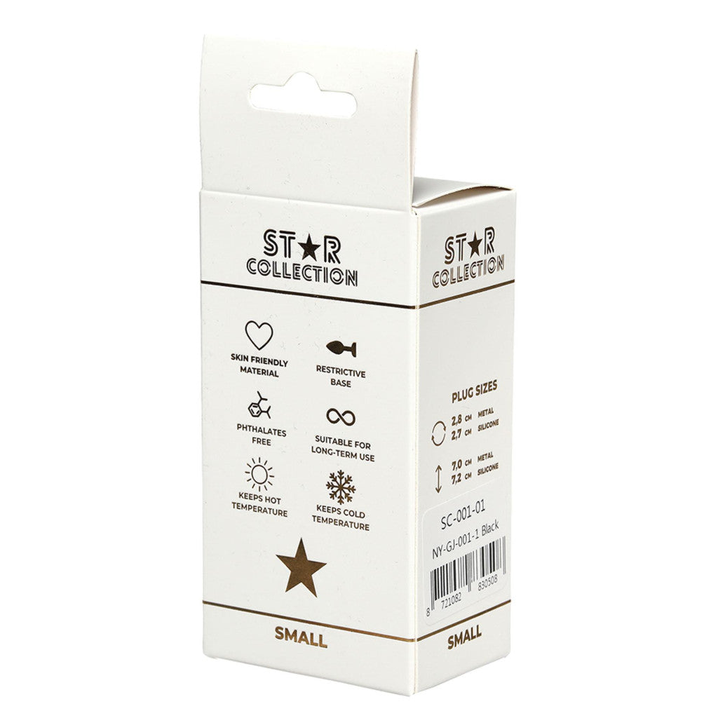 Star Collection Anal Plug Silicone Comfortable Application S Black Transparent Crystal