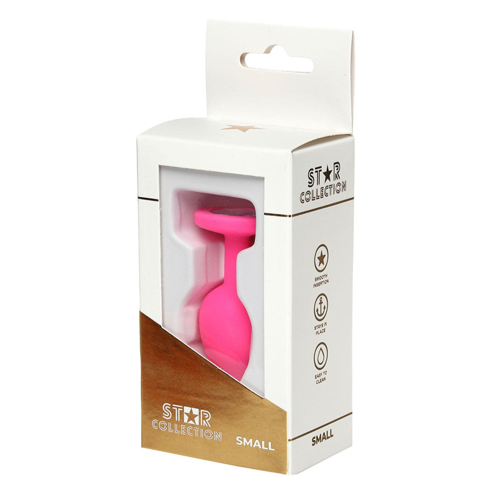 Star Collection Anal Plug Silicone Safe Pink S Transparent Stone