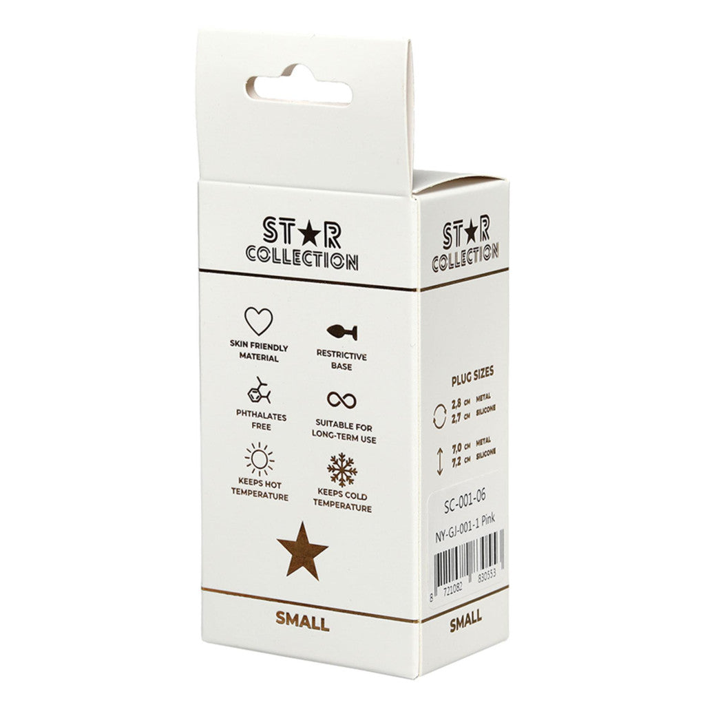 Star Collection Anal Plug Silicone Safe Pink S Transparent Stone