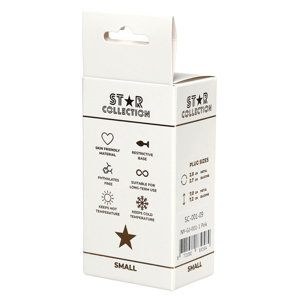 Star Collection Anal Plug Soft Silicone Metal Crystal Pink Purple Size S
