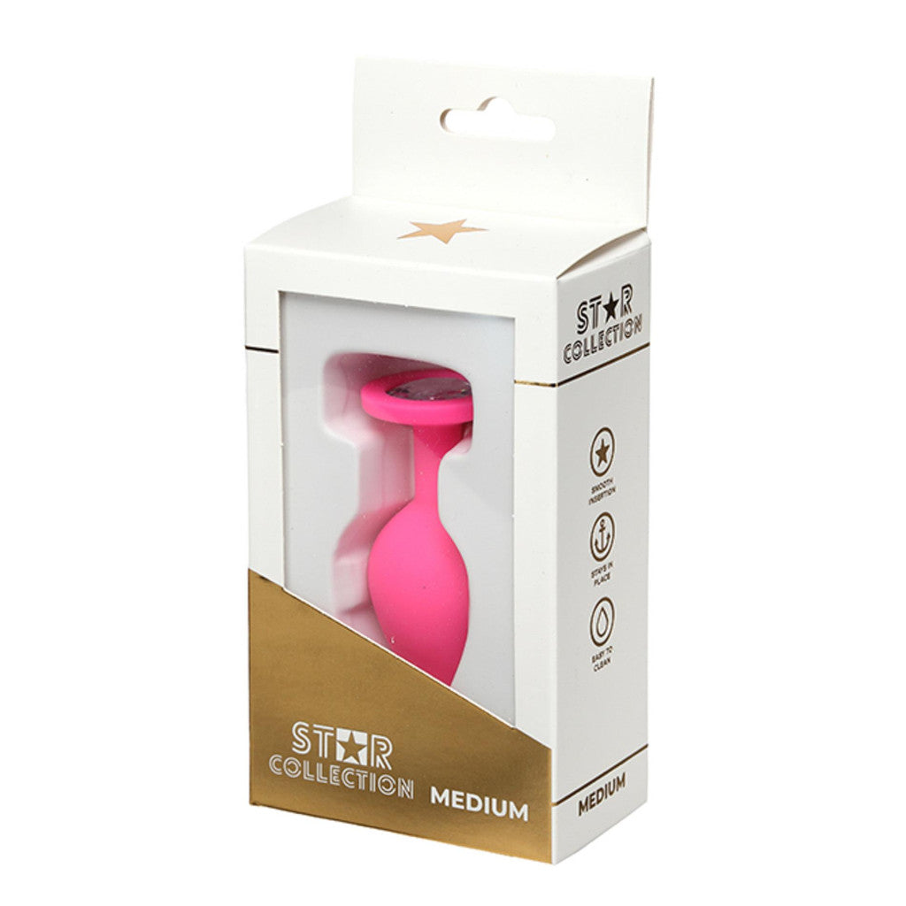 Star Collection Anal Plug Comfortable Use M Pink Transparent Stone
