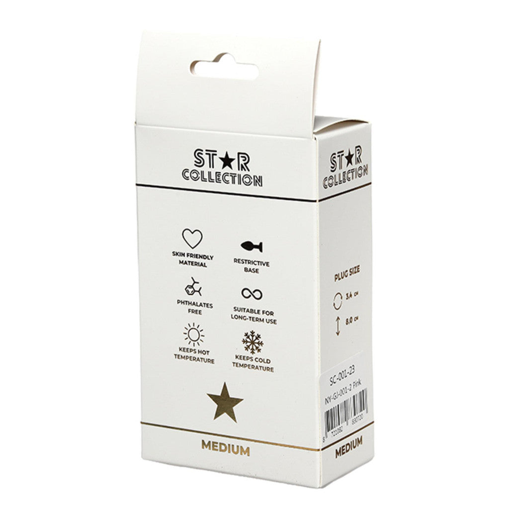 Star Collection Anal Plug Comfortable Use Medium Pink Light Blue Stone