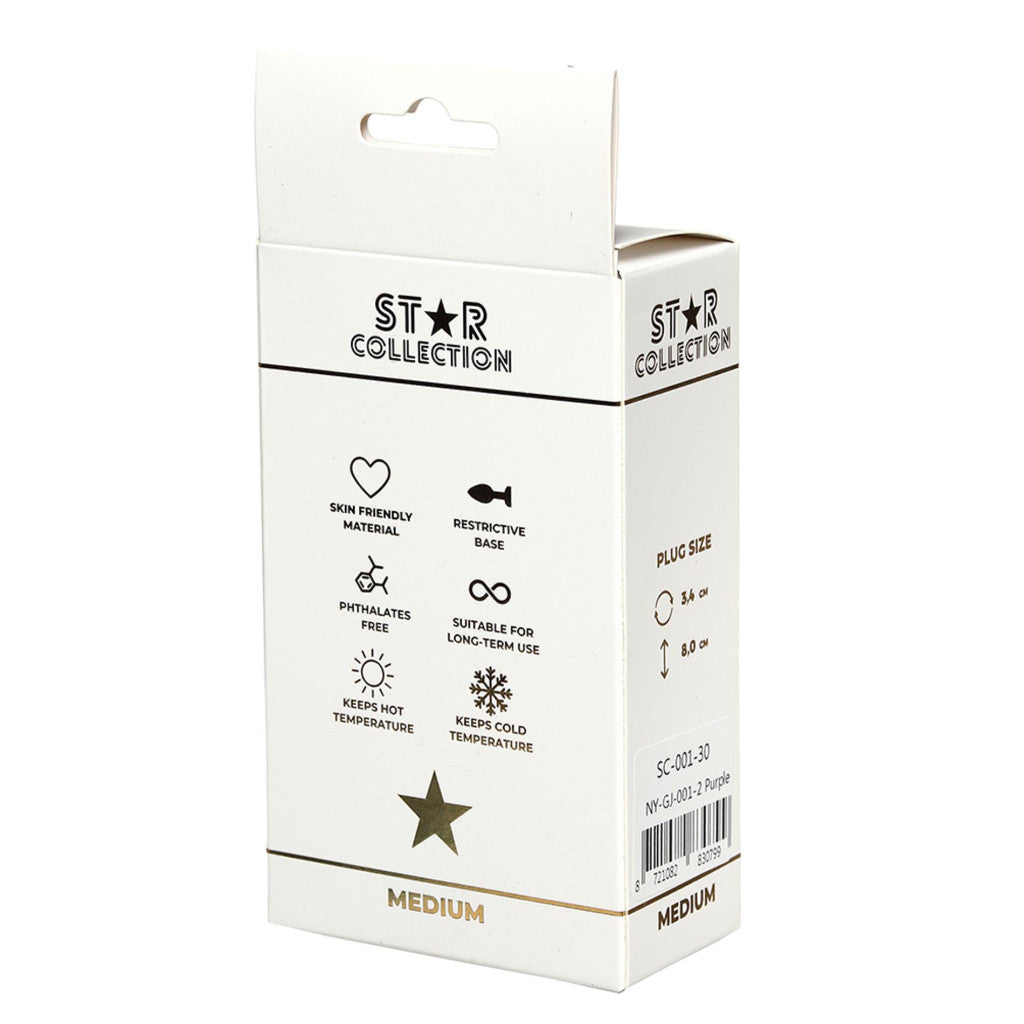Star Collection Anal Plug Medium Size Light Pink Stone Purple