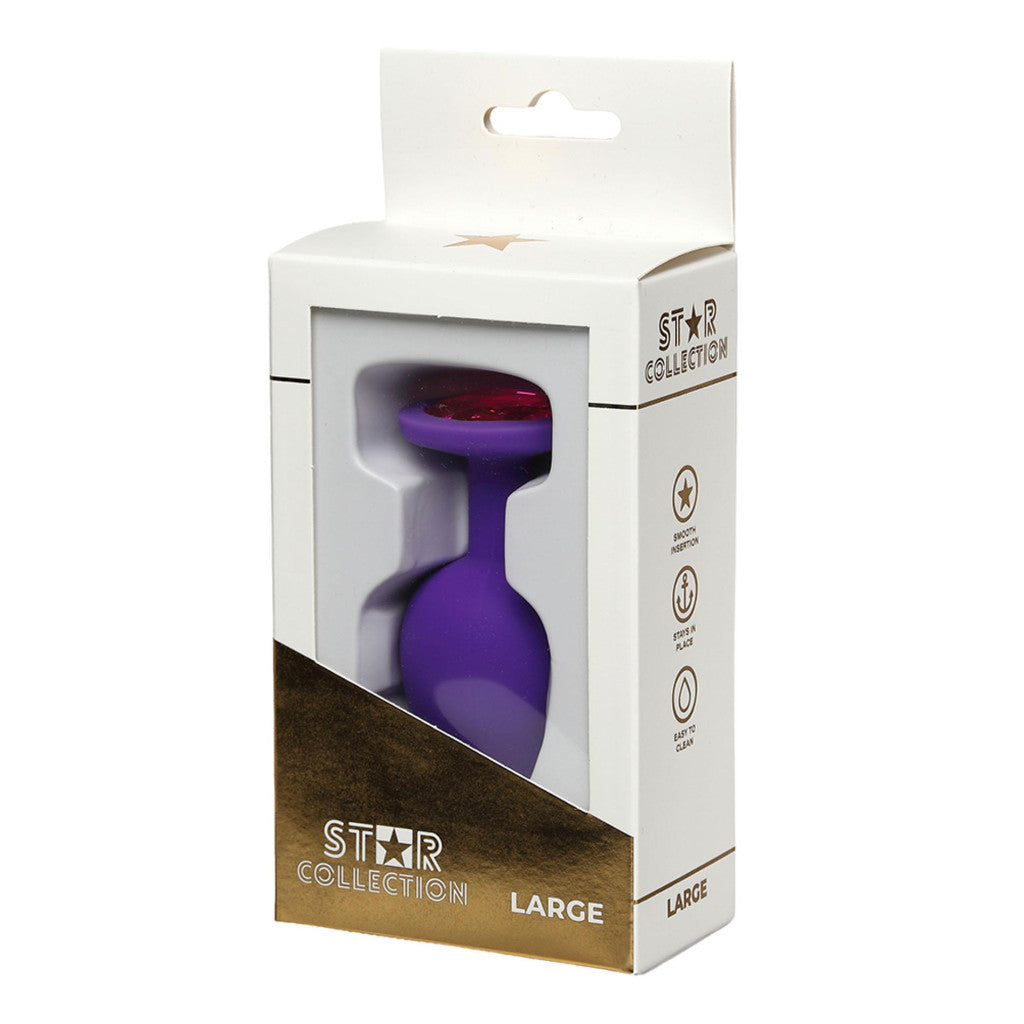 Star Collection Anal Plug Comfortable Insertion Safe Base L Purple-pink