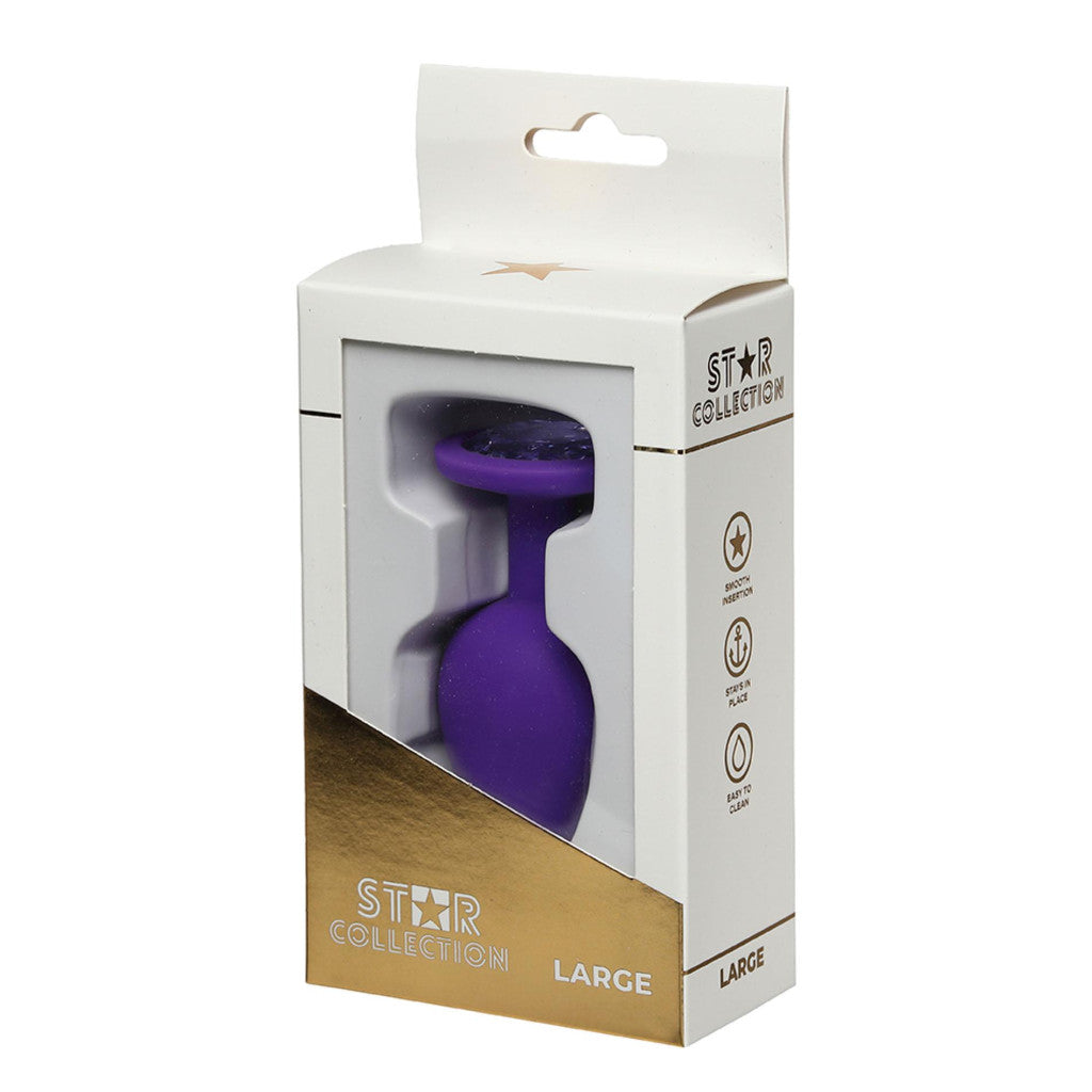 Star Collection Anal Plug Comfortable Narrowed Large Purple Size Purple Stone Base