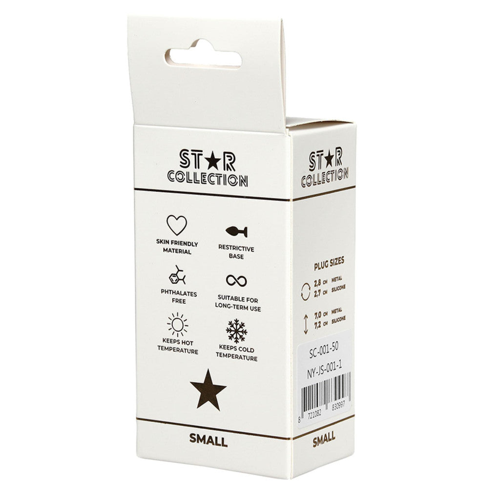 Star Collection Anal Plug Compact Size With Pink Stone In Silver