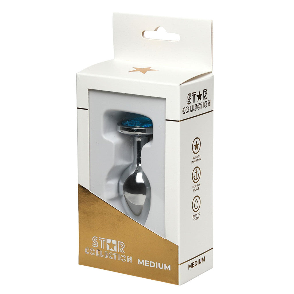 Star Collection Anal Plug Comfortable Use M Light Blue Stone Silver