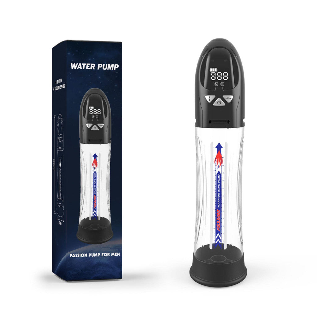 Passion Pump Penis Pump Rechargeable Waterproof Lcd Display 31.6 Cm Black