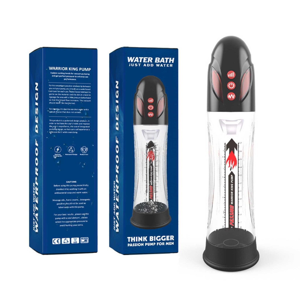 Passion Pump Penis Pump Automatic Waterproof 8 Modes 31.6 Cm Black