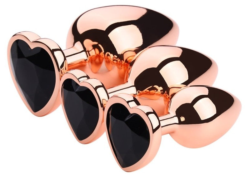 Bijou – Premium Gold Heart Anal Plug Black S 6 X 2.7 Cm