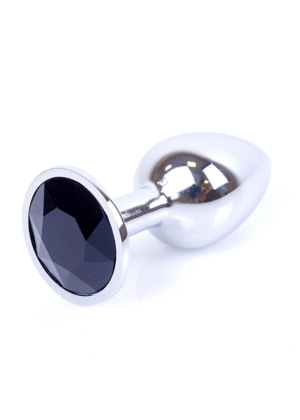 Anal Plug Metal Coolable 7 Cm With Black Crystal Decoration