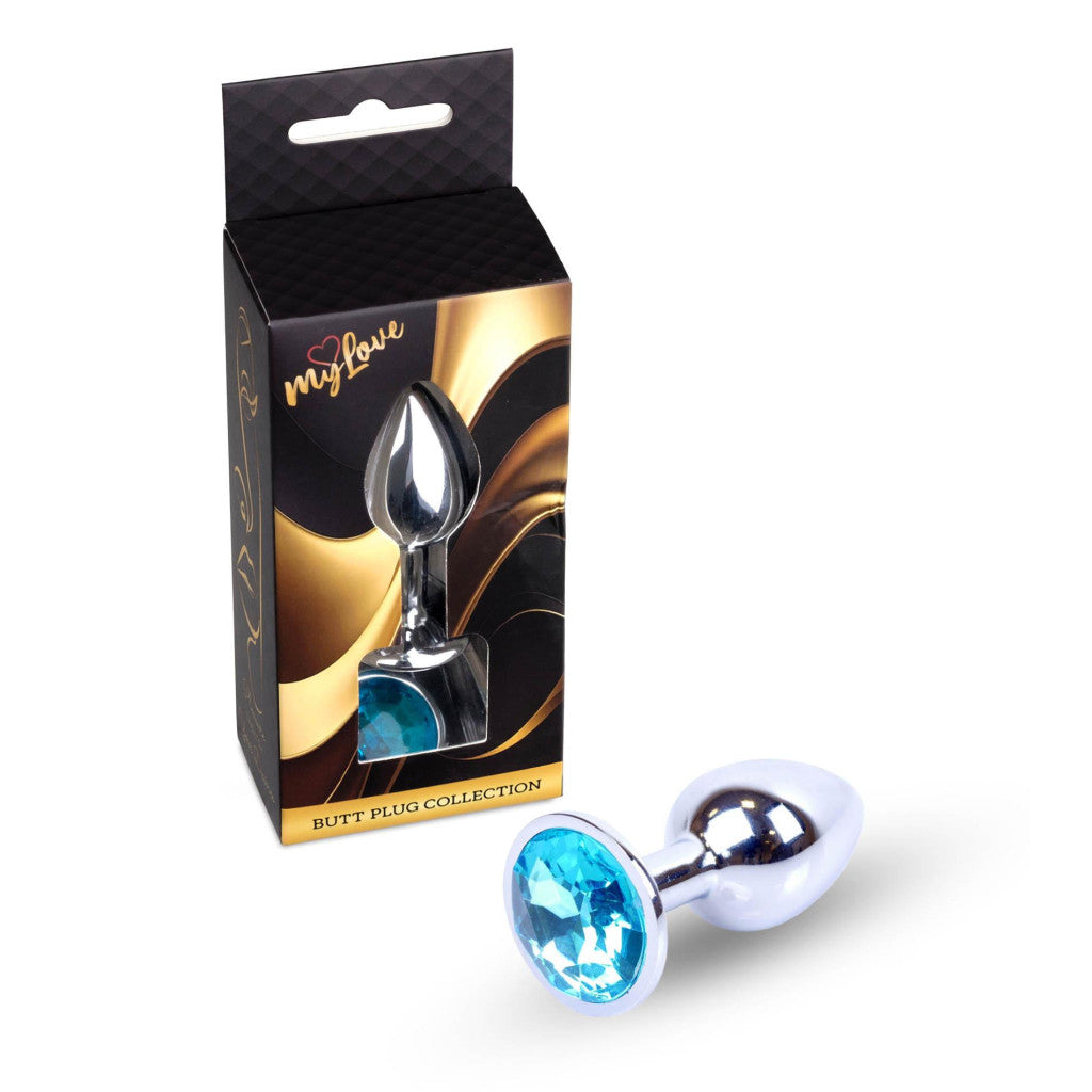 Anal Plug Metal Coolable Anatomical 7 Cm Light Blue