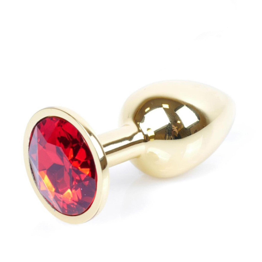 Anal Plug Decorated With Crystals Stainless Steel 7 Cm Red