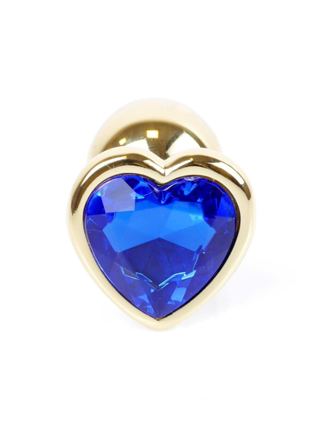 Anal Plug Gold Heart-shaped Blue Stainless Steel 7 Cm