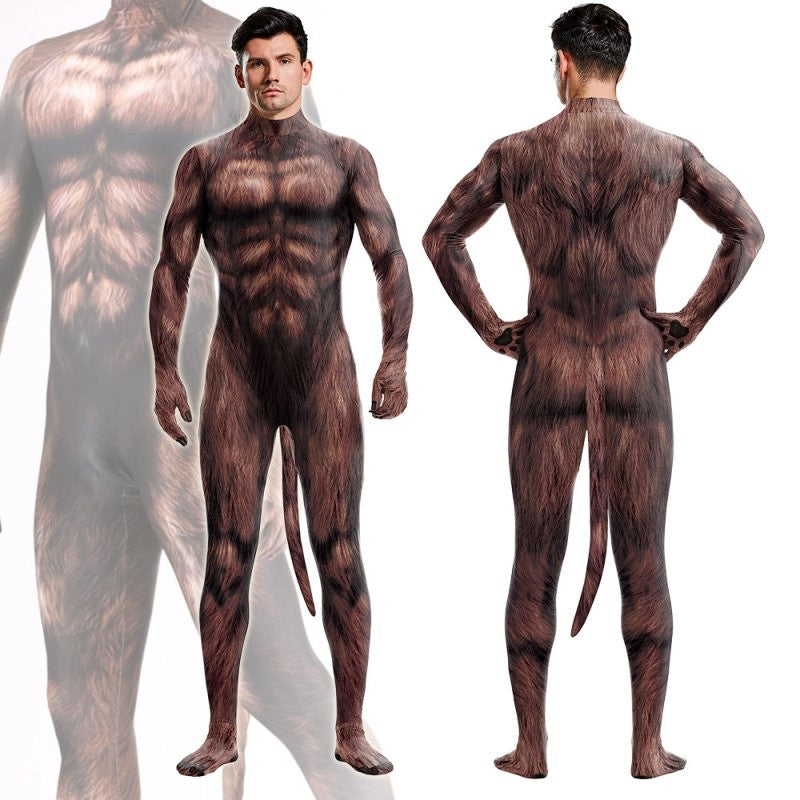 Wolf Costume - Brown Overalls For Sensual Experiences