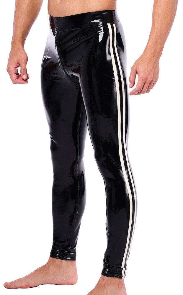 Xrub Latex Pants - Black And White With Front And Back Zippers