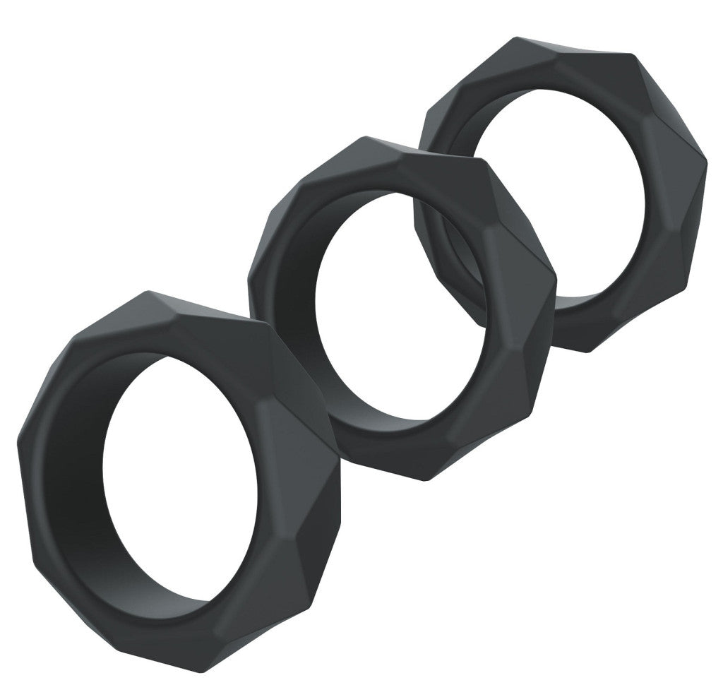 Set Of 3 Black Silicone Penis Rings