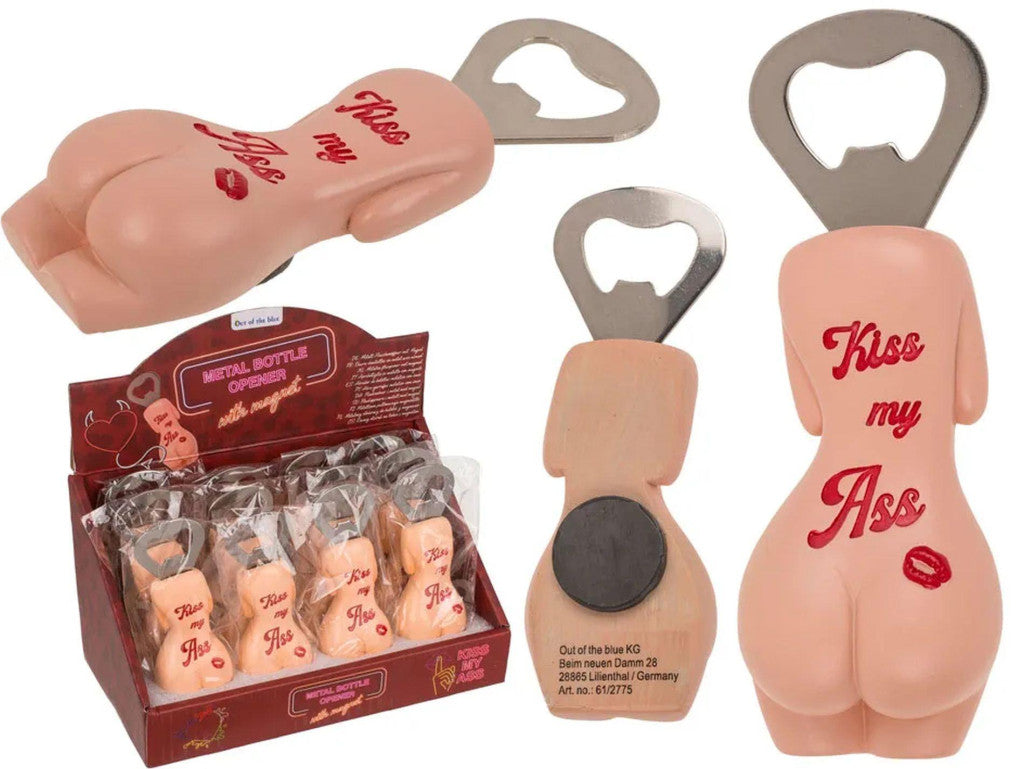 Metal Bottle Opener With Magnet Kiss My Ass