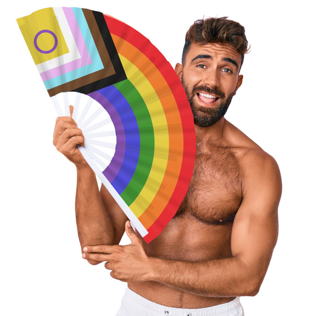 Rainbow Fan 64 Cm With White Frame Polyester