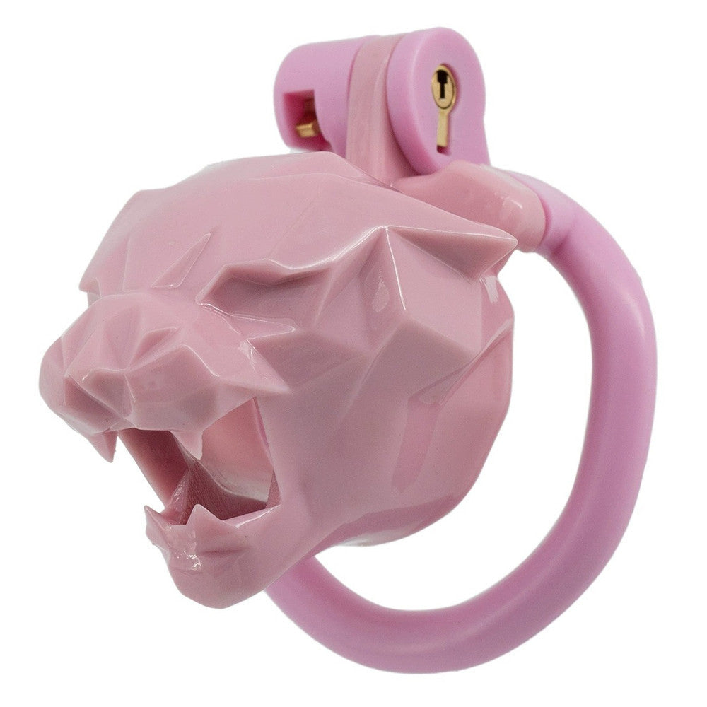 Leopard Head Chastity Cage Pink