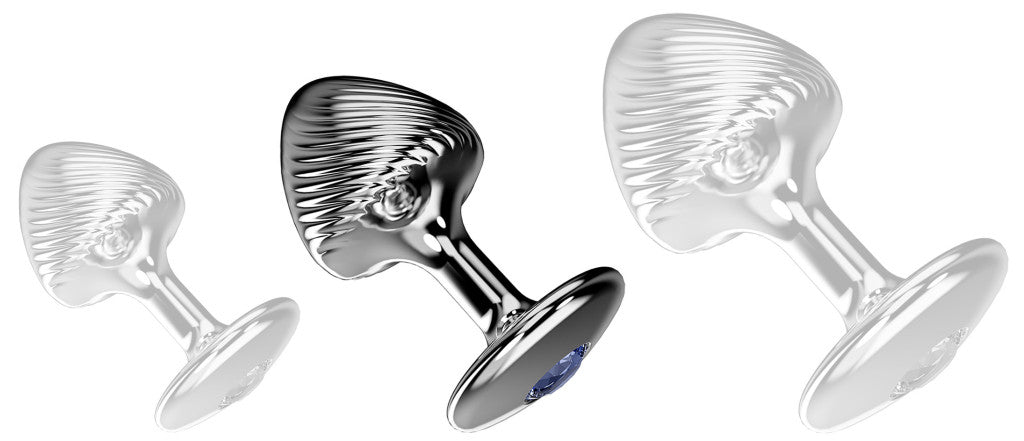 Anal Plug Cone-shaped With A Light Texture 5.5 Cm Blue Stone Aluminum