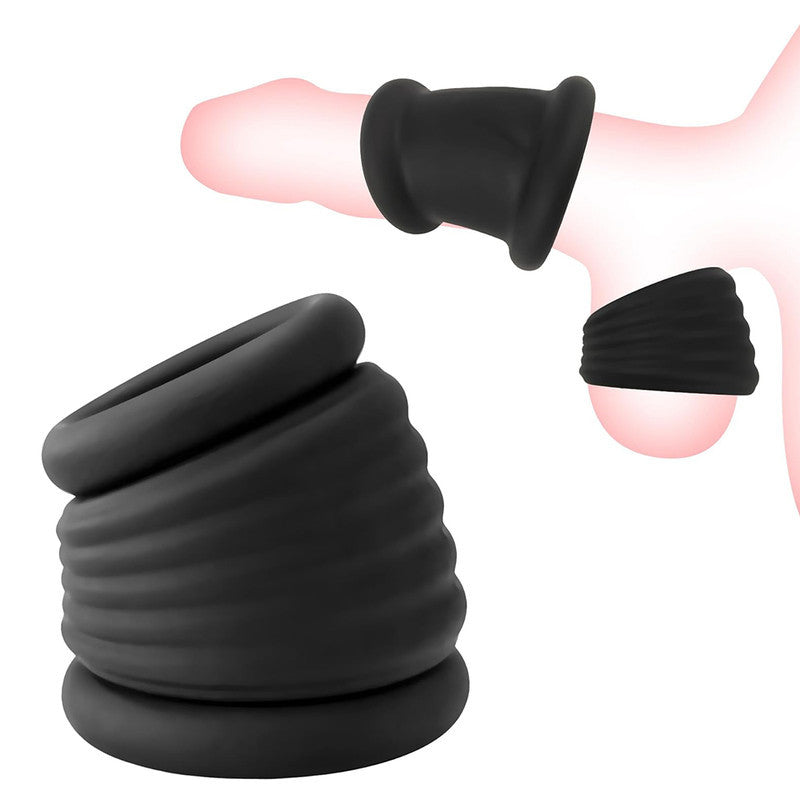 Riboz Penis Ring Set Two Size Hole Silicone Black
