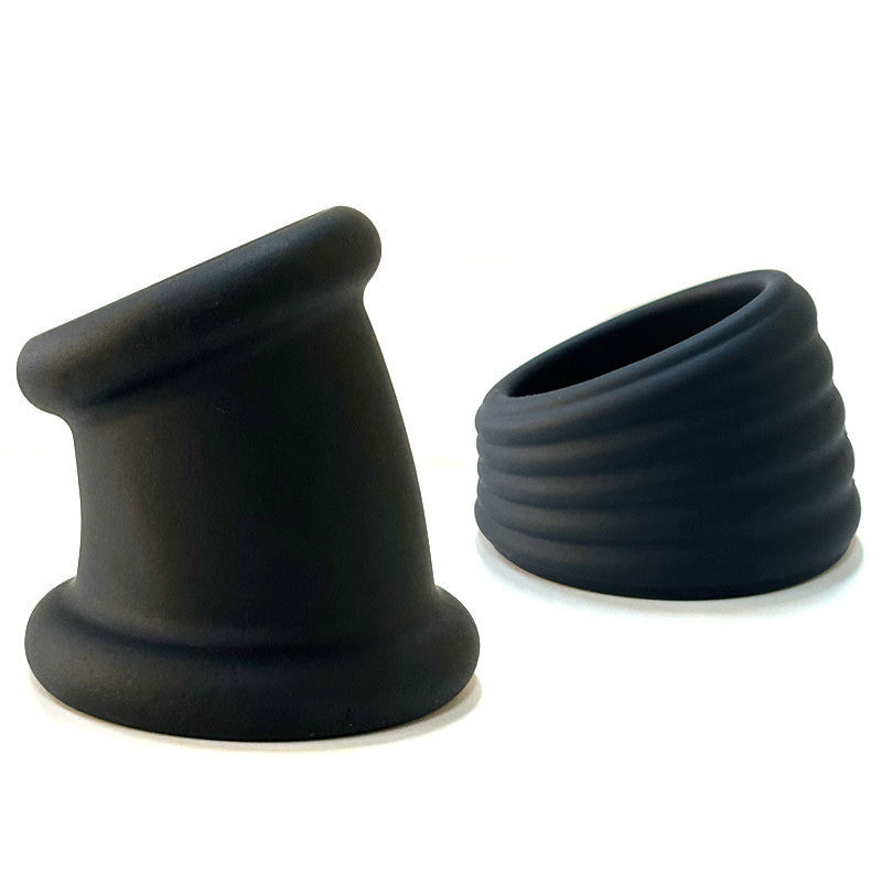 Riboz Penis Ring Set Two Size Hole Silicone Black