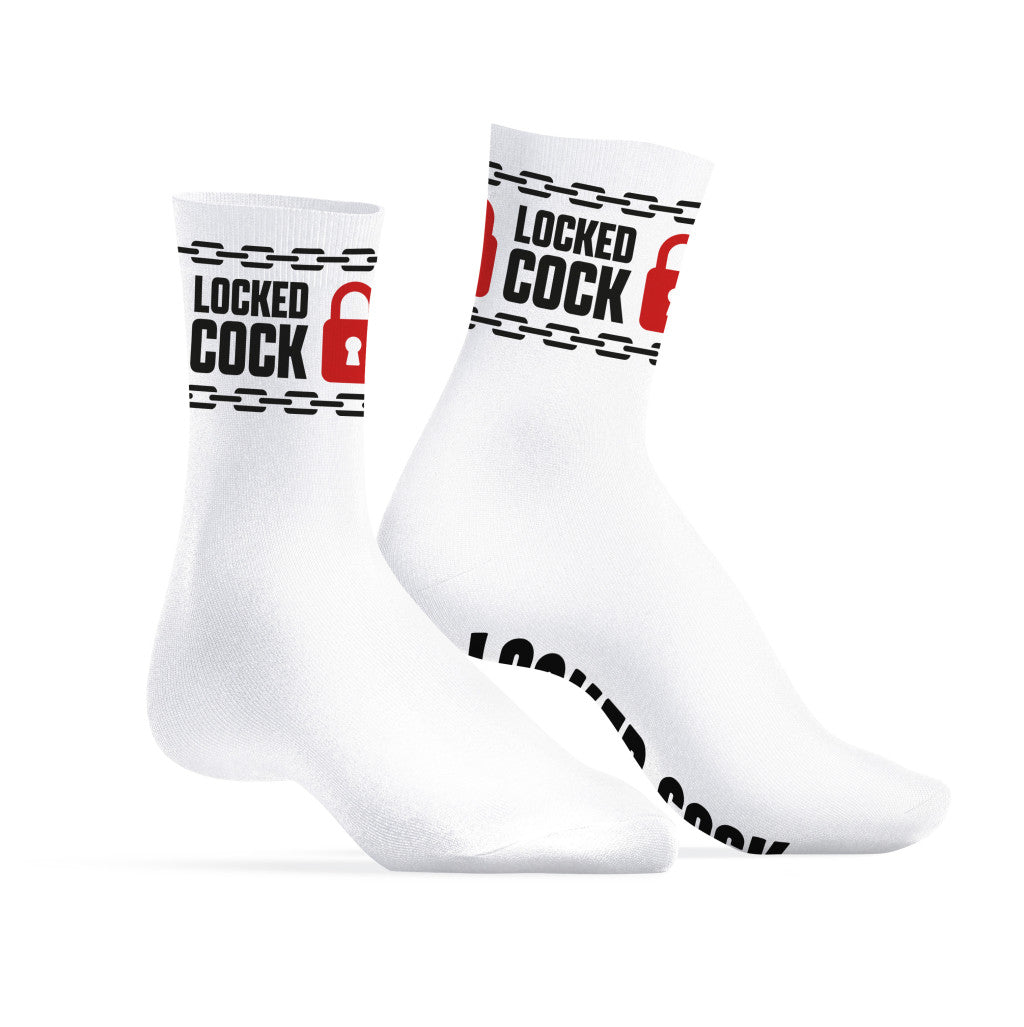 Locked Cock Socks With Hooks And Chains White One Size 39-45