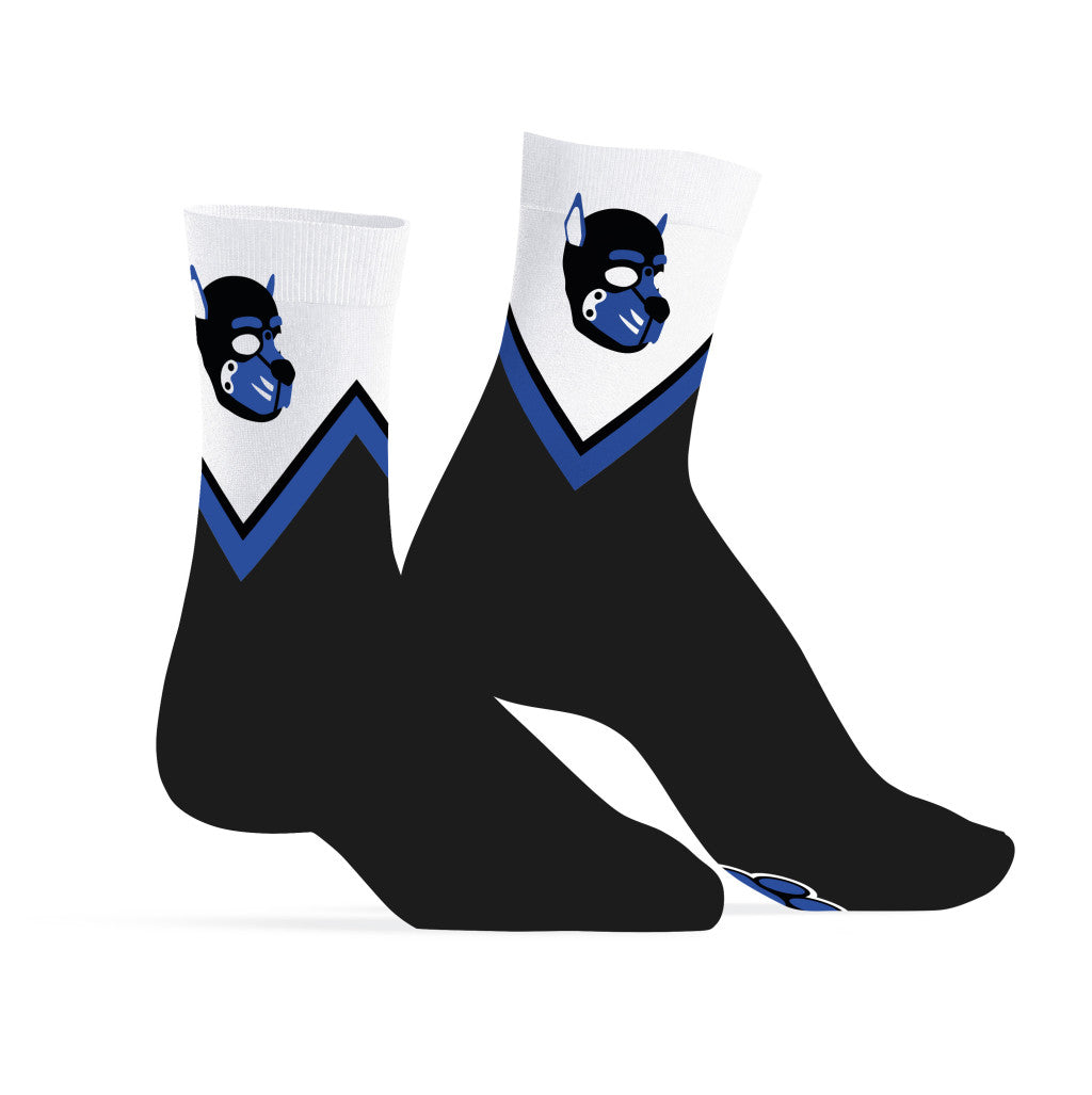Blue Puppy Socks Black And Blue With Hooded Paws One Size 39-45