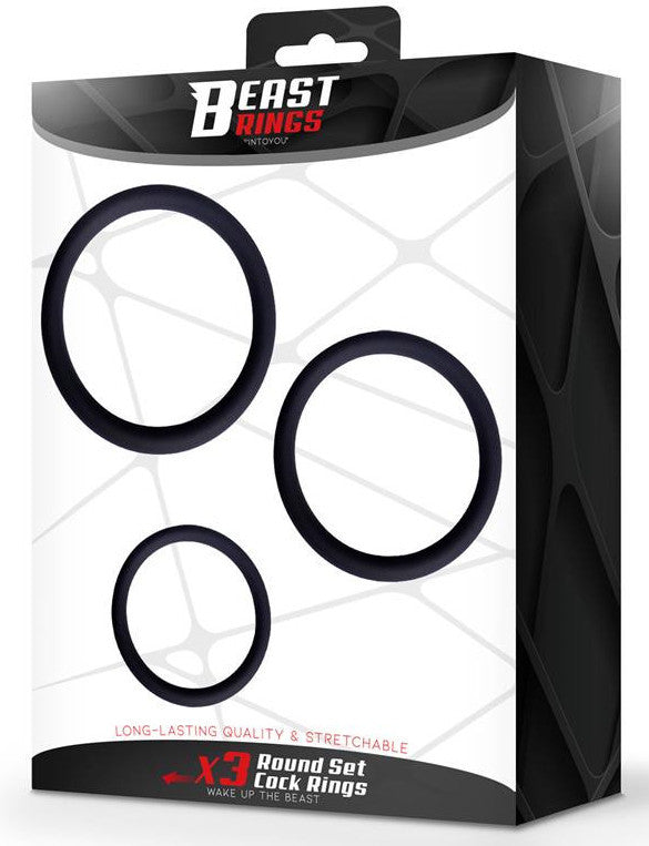 Penis Ring Set Thin 30 Mm 40 Mm 50 Mm Black Silicone