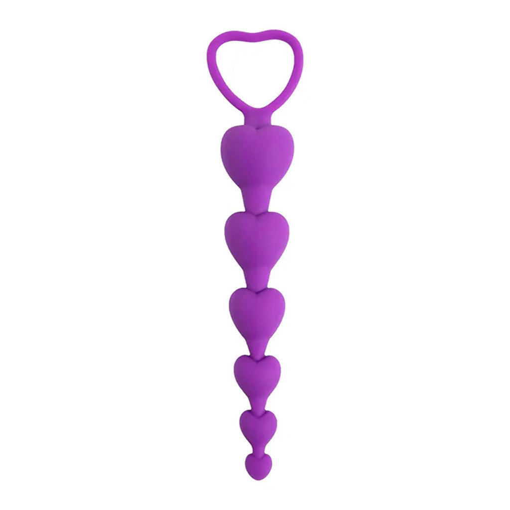 Purple Heart-shaped Anal Beads