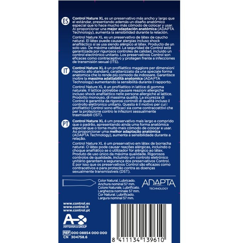 Control Adapta Nature Xl – Premium Condoms In A Pack Of 12