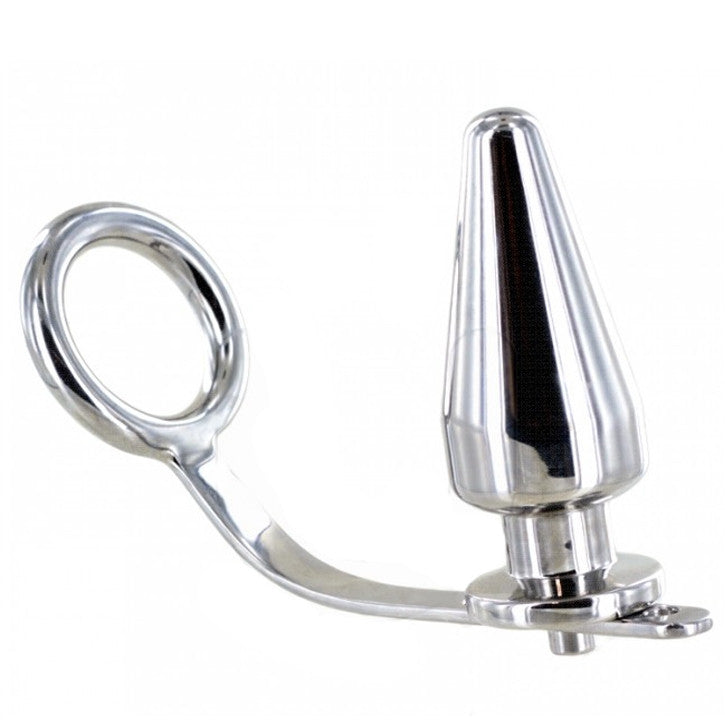 Metal Hard - Steel Ring With Anal Plug 45 X 50 Mm