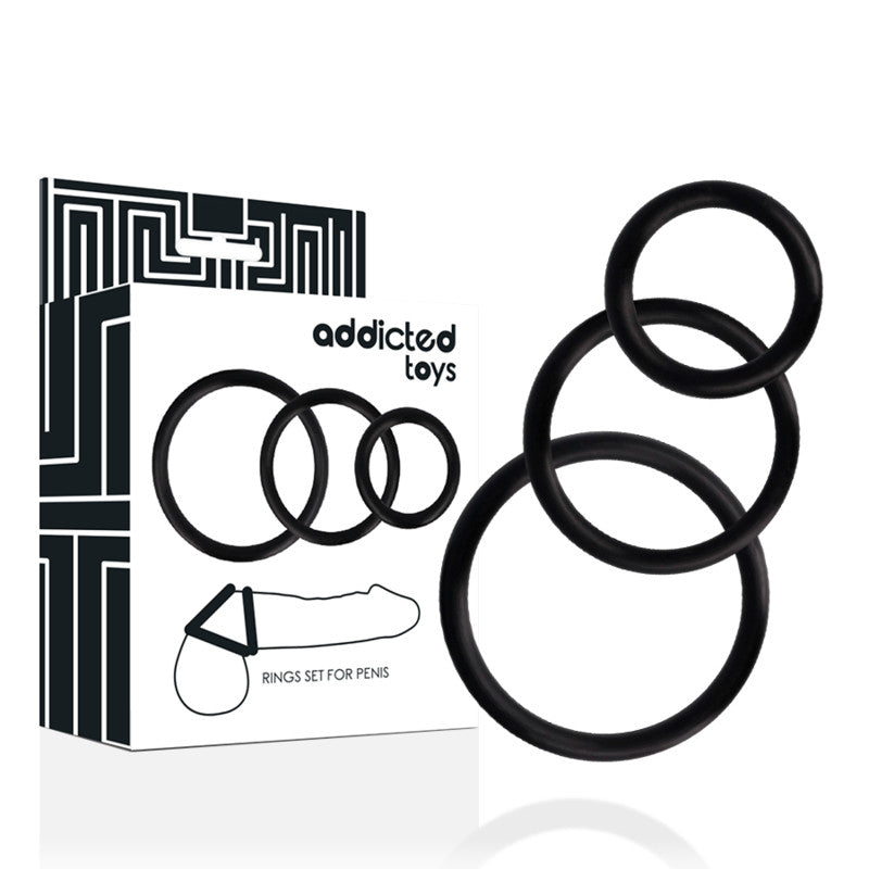 Addicted Toys – Black Penis Ring Set For A Premium Experience