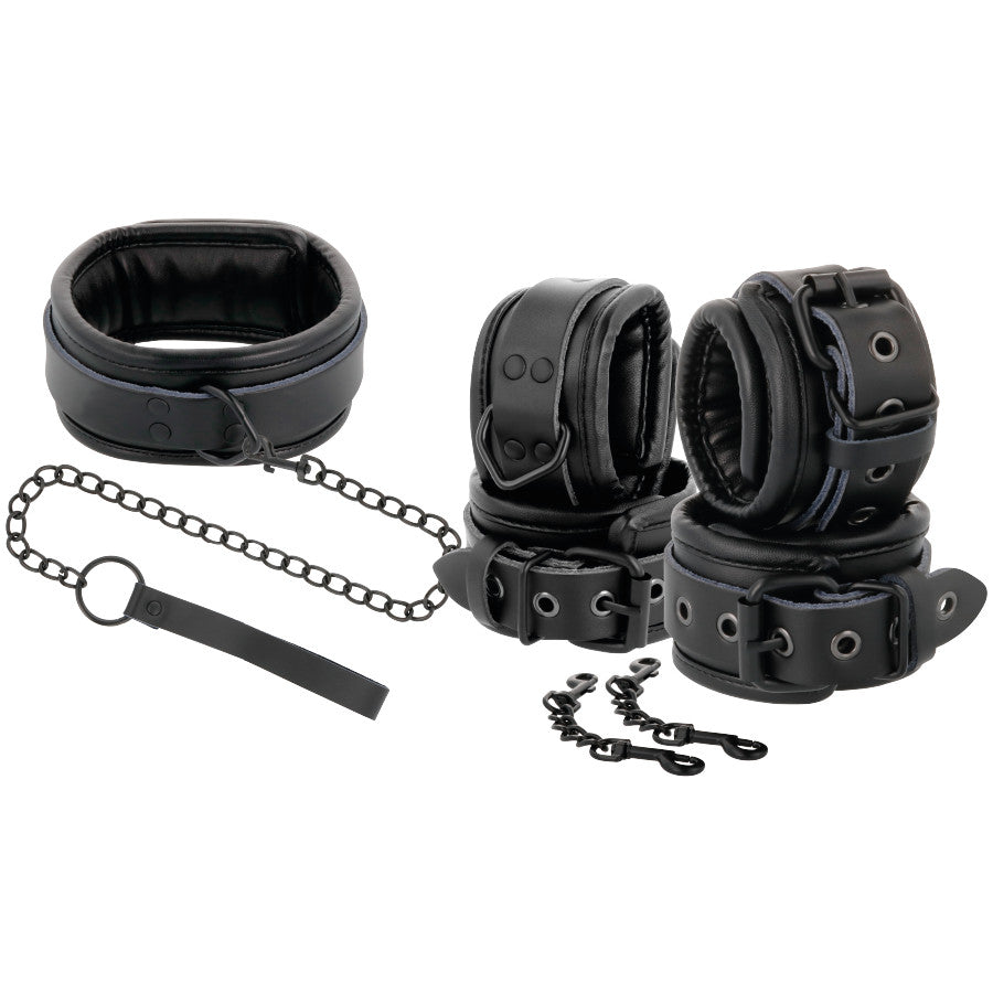 Darkness - Premium Leather Handcuffs And Collar Set