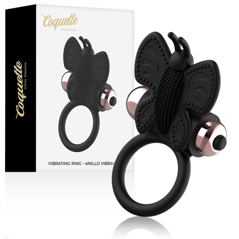 Coquette Chic Desire – Vibrating Butterfly Penis Ring Black/gold