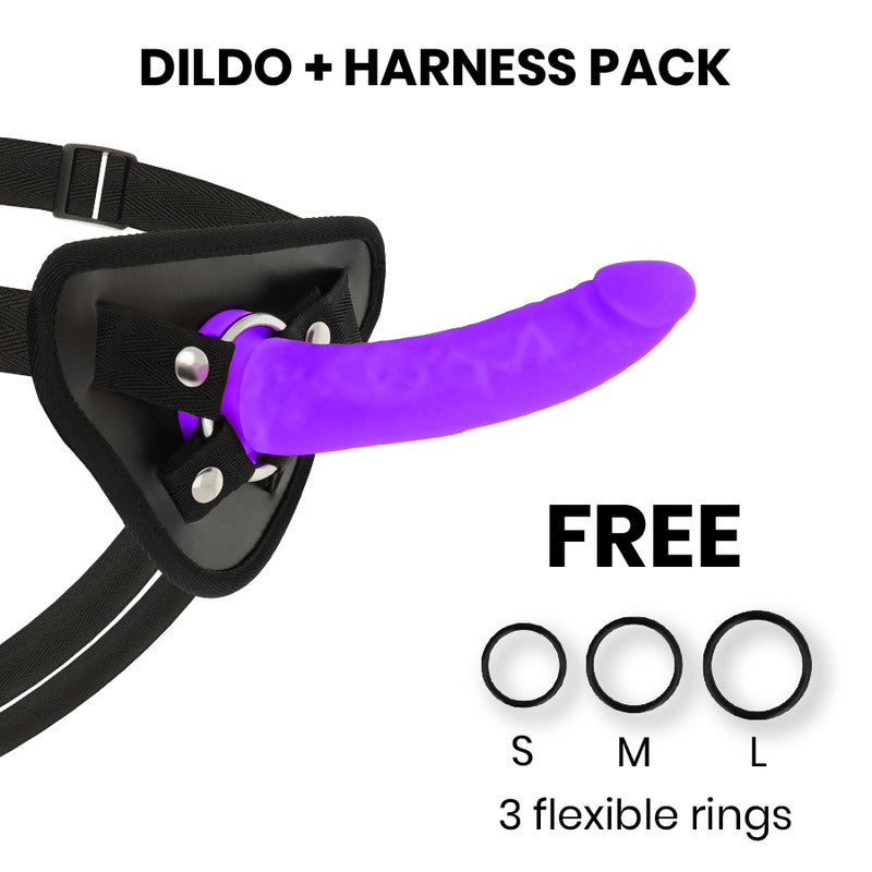 Delta Club - Premium Dildo With Harness Purple Silicone 17 Cm