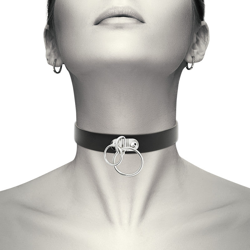Coquette Chic Desire – Double Ring Vegan Leather Choker