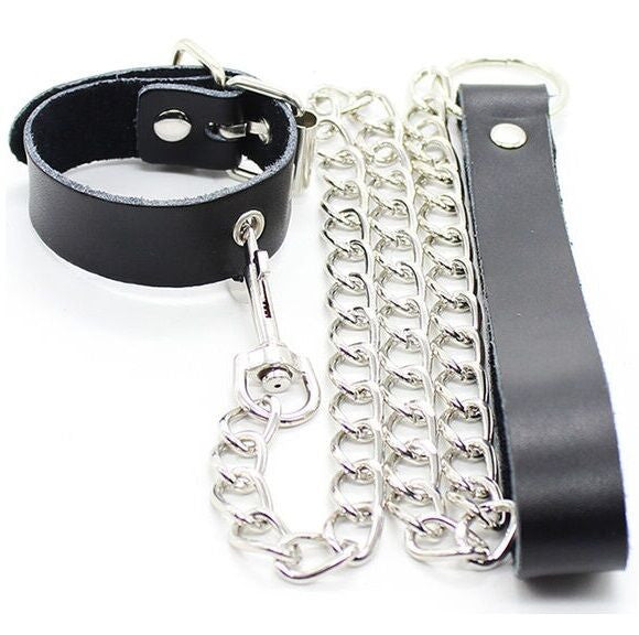 Ohmama Fetish – Leather Strap With Metal Chain And Penis Necklace