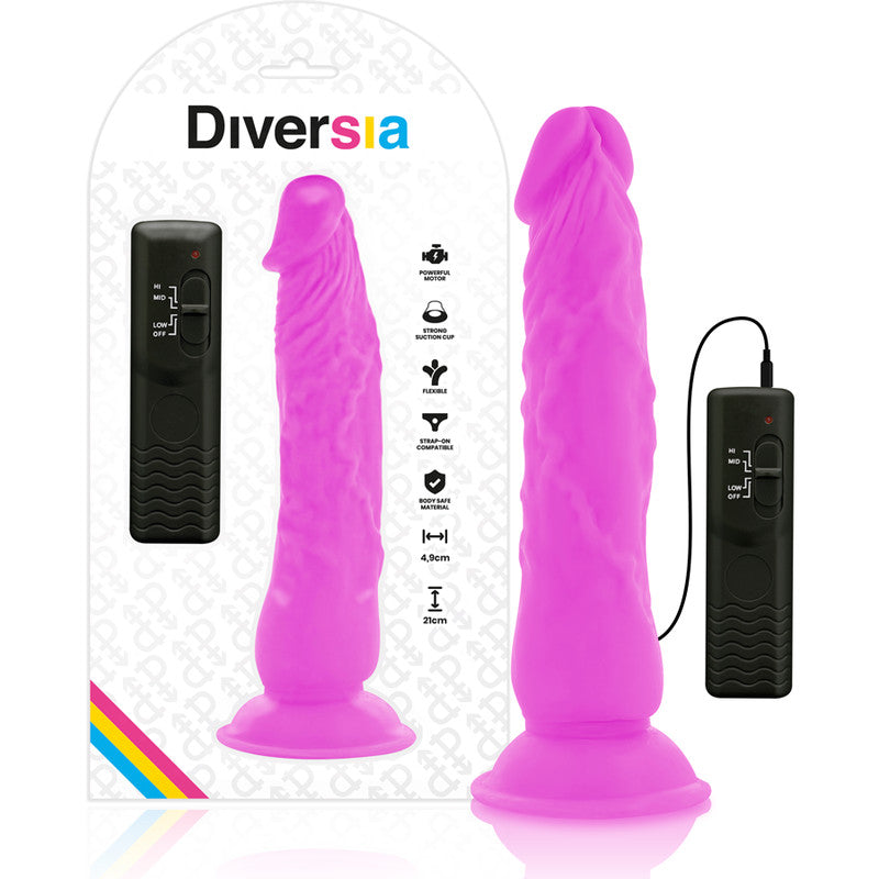 Diversia – Flexible Vibrating Dildo Purple 21 Cm Long