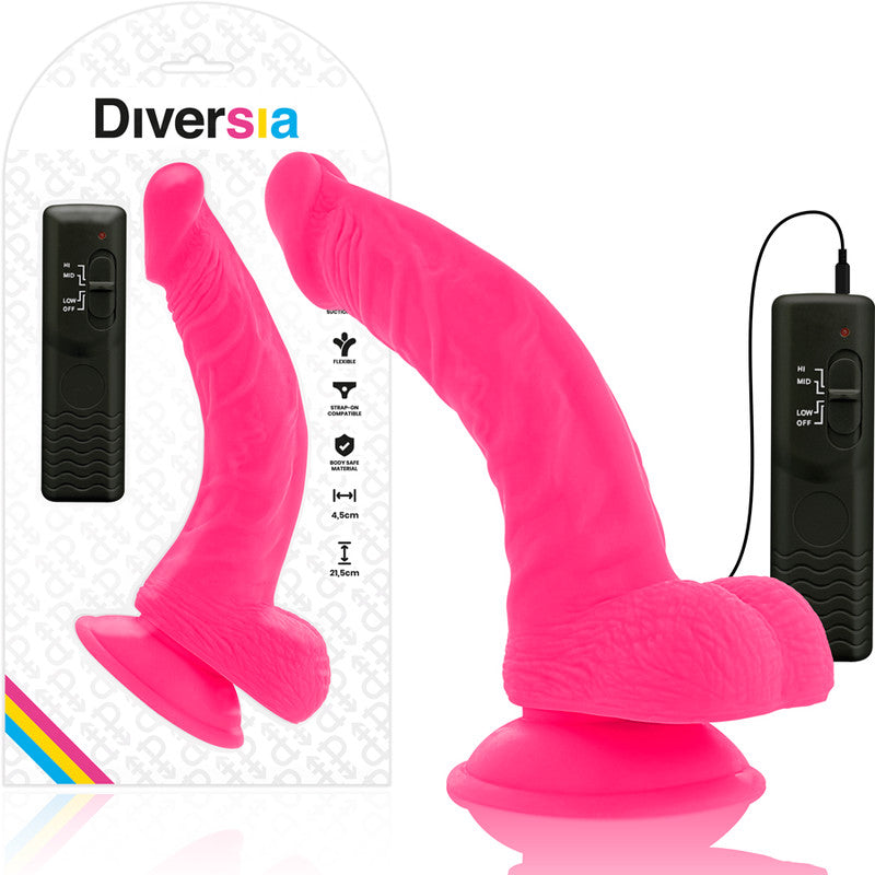 Diversia – Flexible Vibrating Dildo Pink 21.5 Cm